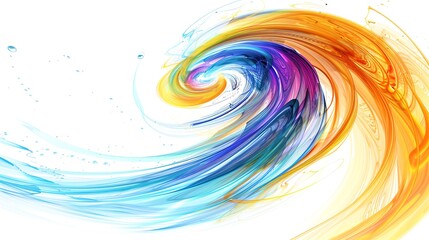 Poster - Vibrant abstract swirl art with dynamic colors blending seamlessly, creating a visually striking and energetic flow on a white background.