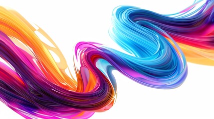 Poster - Vibrant abstract paint swirls in bright colors on a white background, showcasing dynamic movement and colorful creativity.