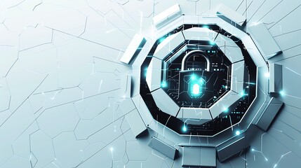 Poster - Futuristic digital lock representing advanced cyber security technology. High-tech interface with secure encryption for data protection.