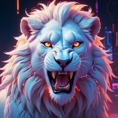 Wall Mural - Portrait of a lion roaring...