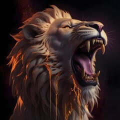 Wall Mural - Portrait of a lion roaring...