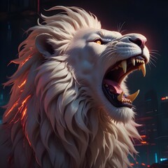 Wall Mural - Portrait of a lion roaring...