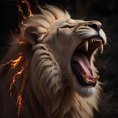 Wall Mural - Portrait of a lion roaring...