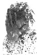 © DAZOKA.com - A balck and white male portrait in a 3D block pattern double exposure