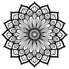 Leinwandbilder - Simple black mandala with abstract elements, isolated on white background. Oriental ethnic ornament black mandala. Design pattern element. Simple floral pattern element. Abstract design.