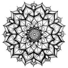 Leinwandbilder - Simple black mandala with abstract elements, isolated on white background. Oriental ethnic ornament black mandala. Design pattern element. Simple floral pattern element. Abstract design.
