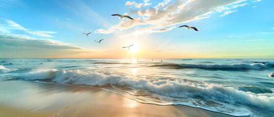 Sunrise beach view in Summer.