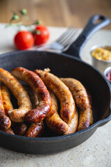 Poster - Fried sausages with sauces