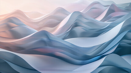 Leinwandbilder - A fluid background of 3D wave shapes, arranged in overlapping layers with gentle curves and transitioning colors