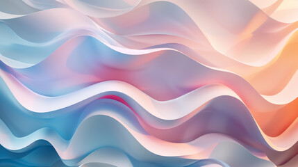 Leinwandbilder - A fluid background of 3D wave shapes, arranged in overlapping layers with gentle curves and transitioning colors