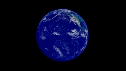 a seamless looping animation of the earth rotating 360 degree on deep black background as 3d modelin