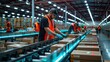© Artsby - Warehouse Worker Sorting Packages on a Conveyor Belt