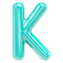 Poster - Font K Turquoise Color 3D Render