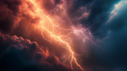 Lightning strike. Electric storm concept 