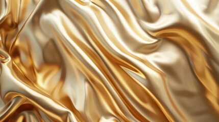 glistening golden satin silk fabric draped elegant christmas background 3d render