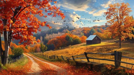 Canvas Print - A picturesque fall landscape