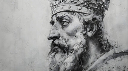 pencil sketch of Charlemagne, black & white