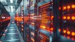 © kitidach - Largescale battery array in a hightech energy facility, advanced storage technology theme, side view, highlighting innovative battery solutions, digital tone, vivid