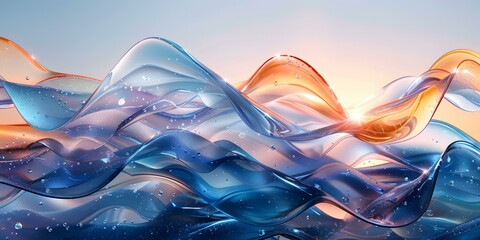 Colorful abstract background of blue and orange waves