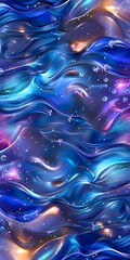 Wall Mural - Blue purple abstract liquid wavy seamless pattern