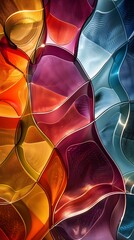 Wall Mural - Abstract Colorful Glass Panels with Geometric Patterns