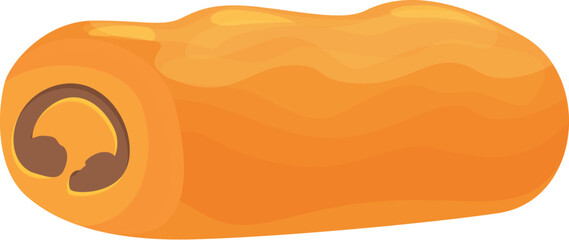 Poster - Delicious swiss roll cake with chocolate filling lying on white background