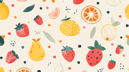 Canvas Print - Seamless Pattern with Colorful Fruits.