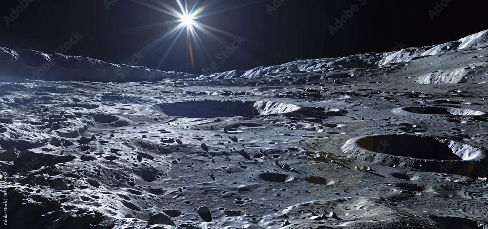 Detailed View Of The Moon s Surface And Its Unique Craters And Rock 