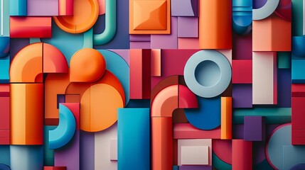 Wall Mural - Colorful Geometric Shapes Abstract Art