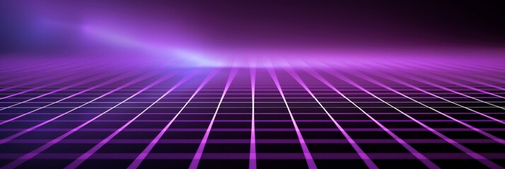 Minimalist web background featuring neon purple grid patterns on a dark gradient, offering a modern and clean
