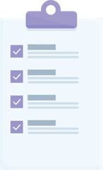 Poster - clipboard with checklist showing completed tasks icon, flat style