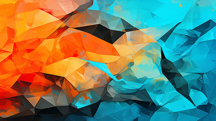 Blue Orange Gouache Dyed Paper Folds Texture Background
