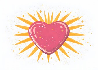 Wall Mural - Cute heart sun icon, vector illustration with a white background