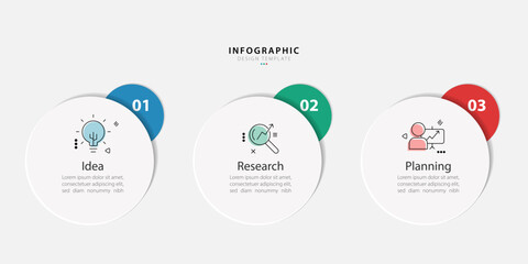 Wall Mural - Infographic 3 Step timeline journey, calendar Flat simple infographics design template. presentation graph. Business concept with 3 options, vector illustration.