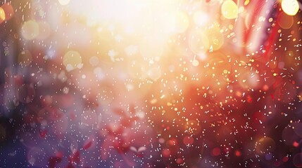 Poster - Abstract Background with Golden Lights and White Dust Particles