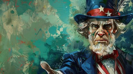 Wall Mural - Uncle Sam Illustration with Abstract Background