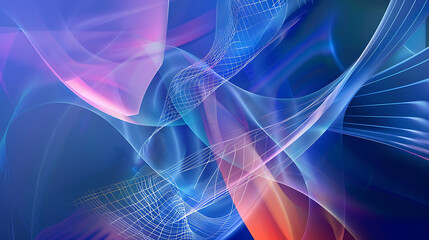 Poster - Abstract Blue And Pink Swirling Lines