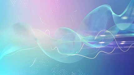 Poster - Pastel Abstract Digital Waves with Soft Light Gradient