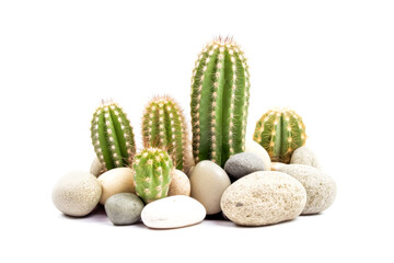 Wall Mural - A desert scene with cacti and rocks.