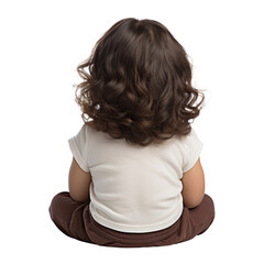 Wall Mural - back of a girl sitting isolated on transparent background cutout