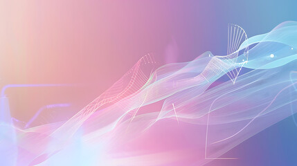 Wall Mural - Dreamy Abstract Digital Waves with Pink and Blue Gradient