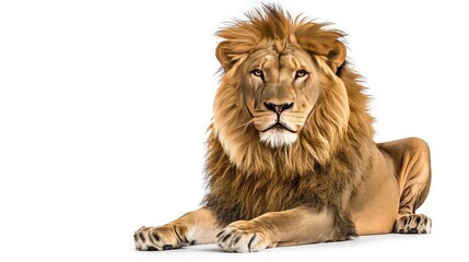 Wall Mural - Lion isolated on white background. The lion (Panthera leo) is a large cat of the genus Panthera, native to Africa and India