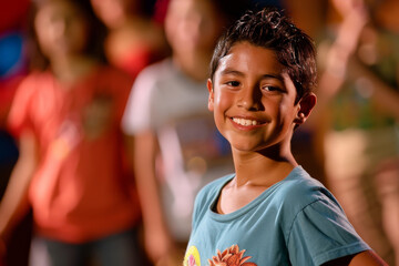 Wall Mural - a Latino student participating in a school talent show