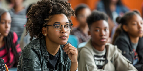African American students in a classroom debate