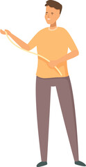 Poster - Electrician holding cable smiling fixing electricity problem with professional equipment