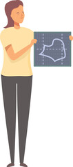 Poster - Female scientist is holding a board and explaining a graph