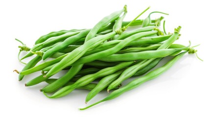 Canvas Print - Fresh Green Beans a protein rich legume set against a white backdrop