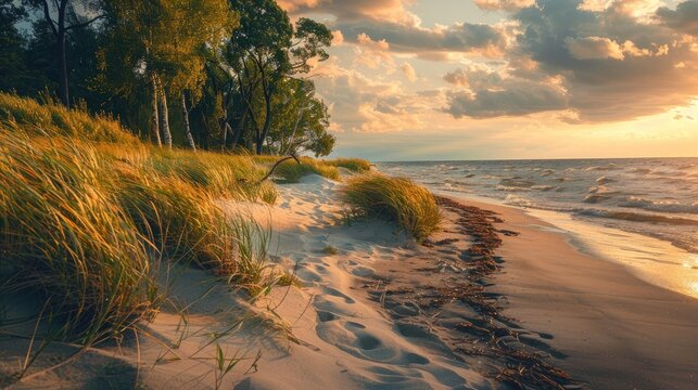 On a summer solstice morning along the Latvian coast by the Baltic Sea