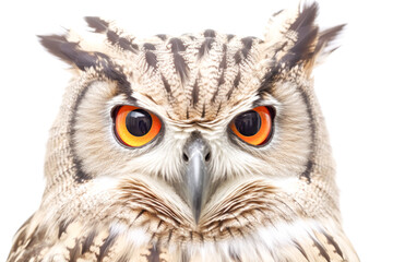 Wall Mural - A close up of an owl's face with its eyes open