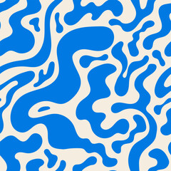 seamless pattern with abstract silhouette organic shapes. vector flat background in minimalist boho 